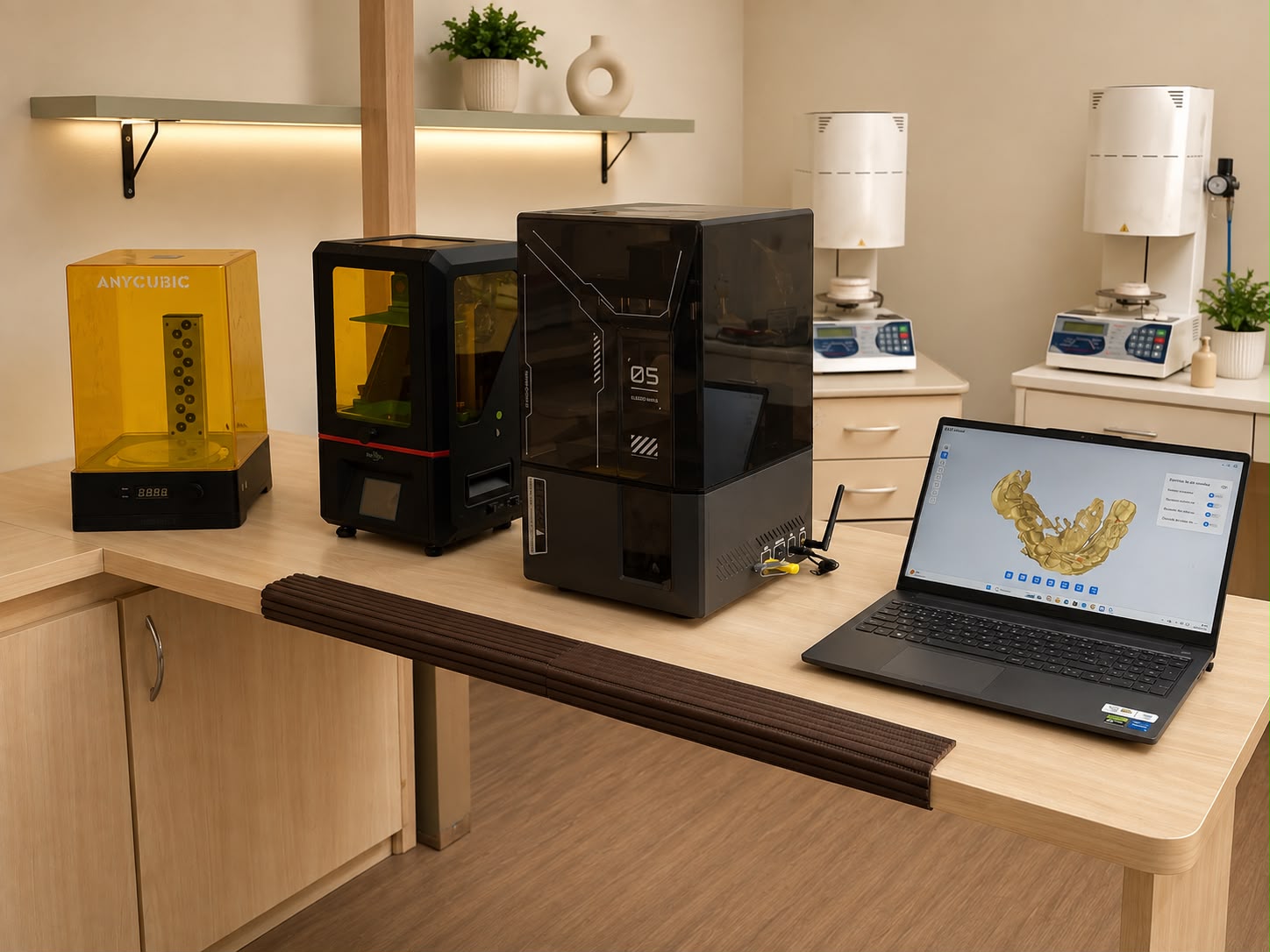 Laboratório digital com escaneadores e impressoras 3D